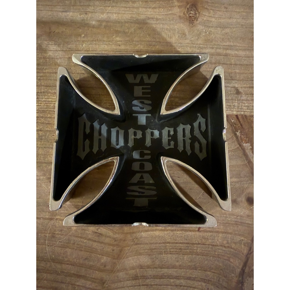 West Coast Choppers Iron Cross Ashtray Jesse James Metal Biker Collectible Silve